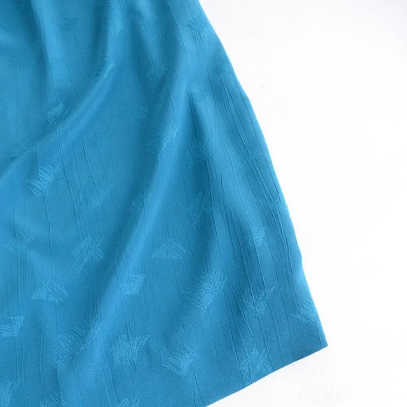 Vintage Teal Midi  Dress with Shoulder Pads & Belt - Picture 7 of 14